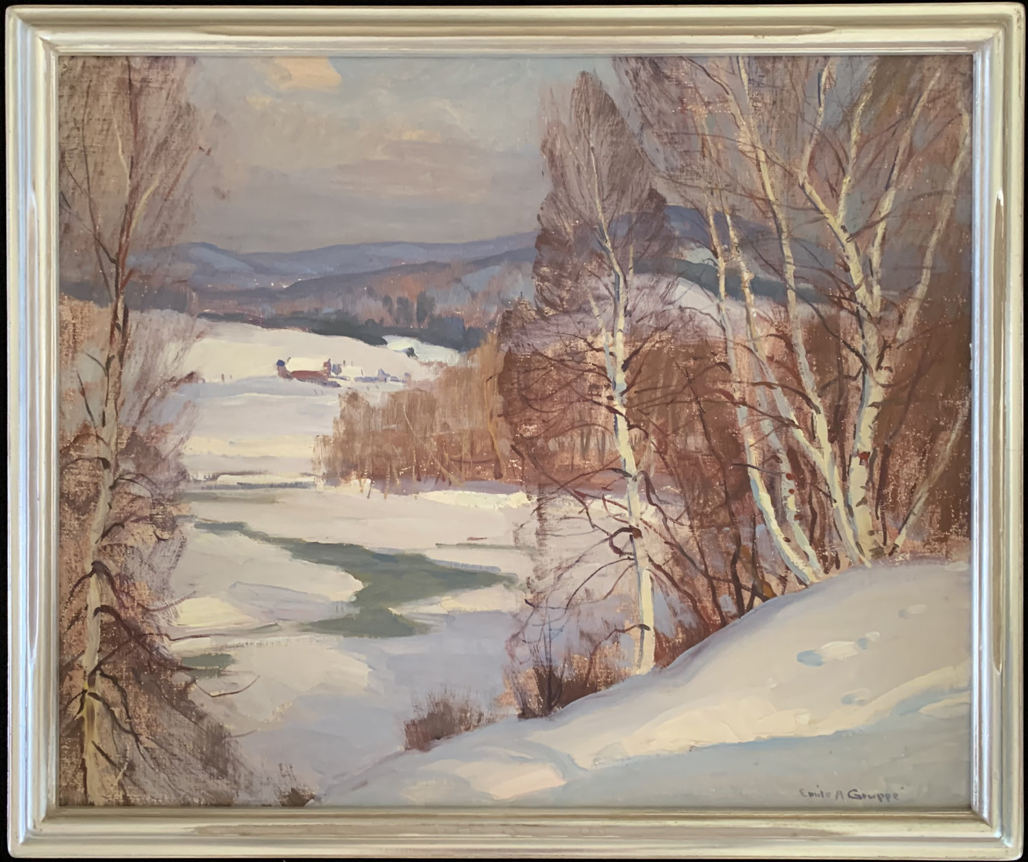 Painting "bend in the river" by Emile A. Gruppe.